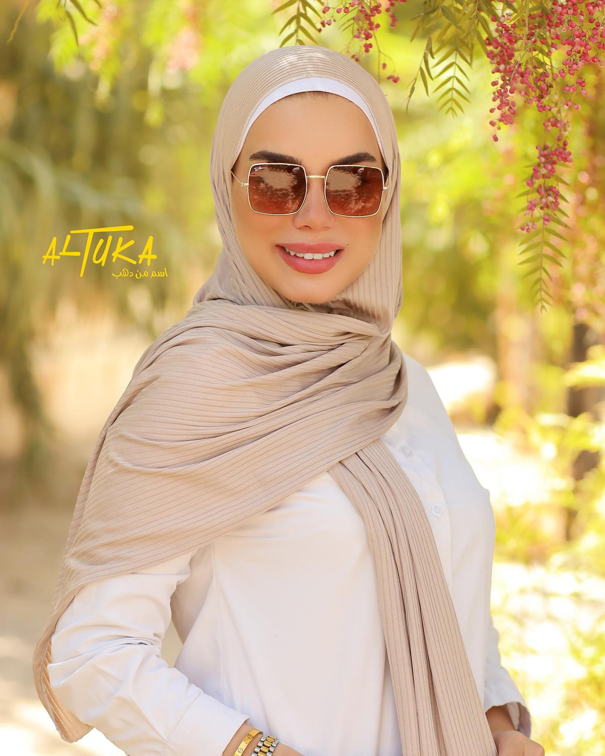 حجاب قطن كويتي مقلم - ALTUKA HIJABI AJMAN CITY CENTER