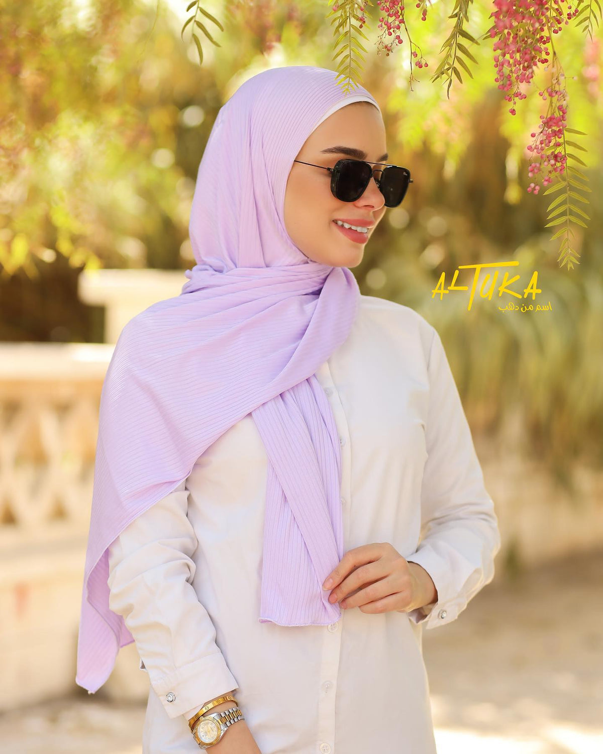 حجاب قطن كويتي مقلم - ALTUKA HIJABI AJMAN CITY CENTER