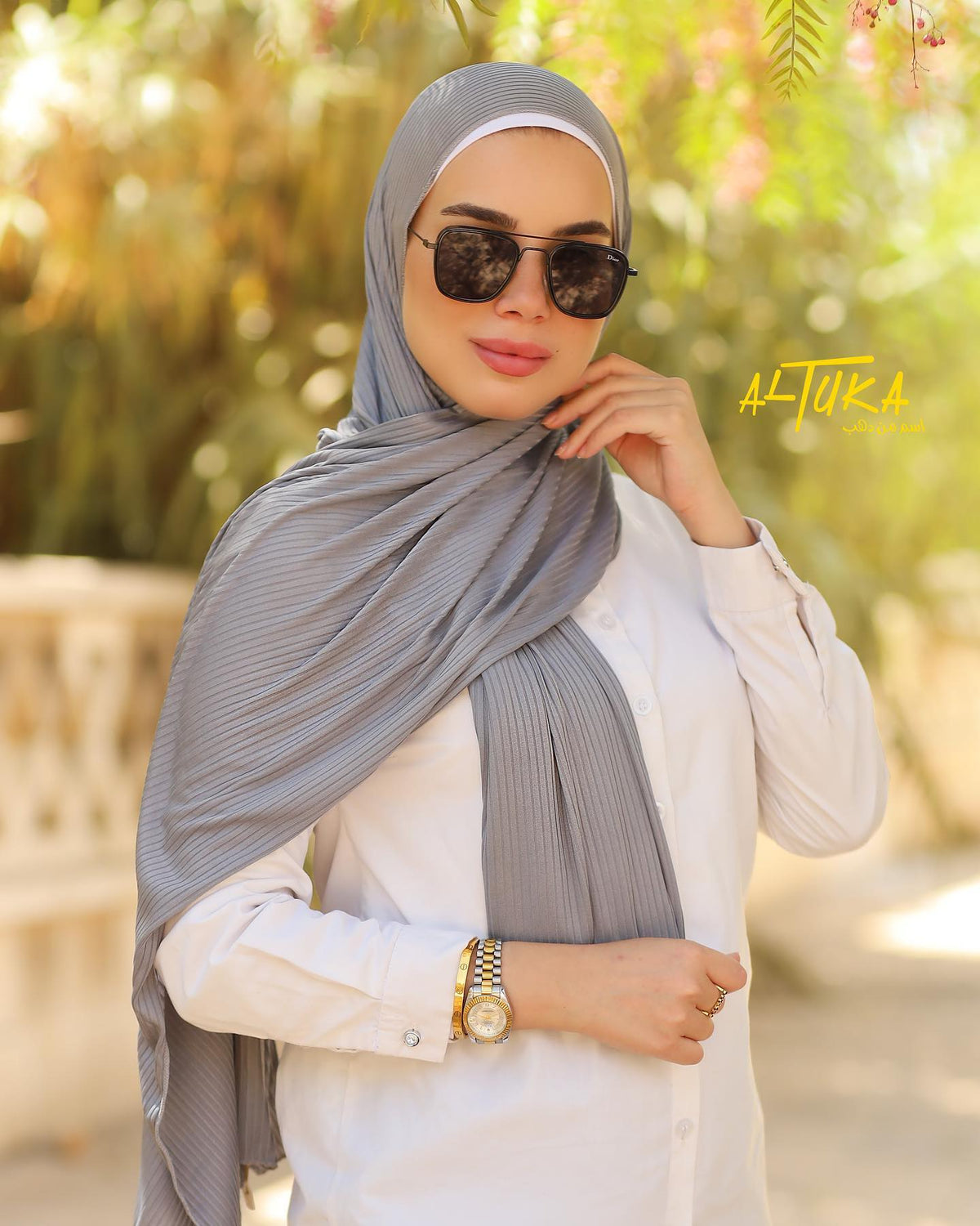حجاب قطن كويتي مقلم - ALTUKA HIJABI AJMAN CITY CENTER