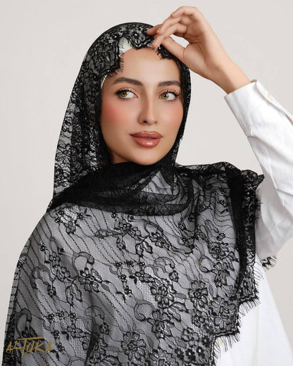شال دانتيل كامل فرنسي